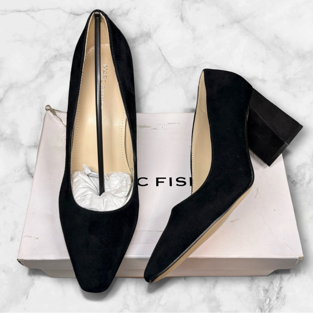 Like New in Box Marc Fisher Keri Black Suede Pumps - Women's 8.5 Wide